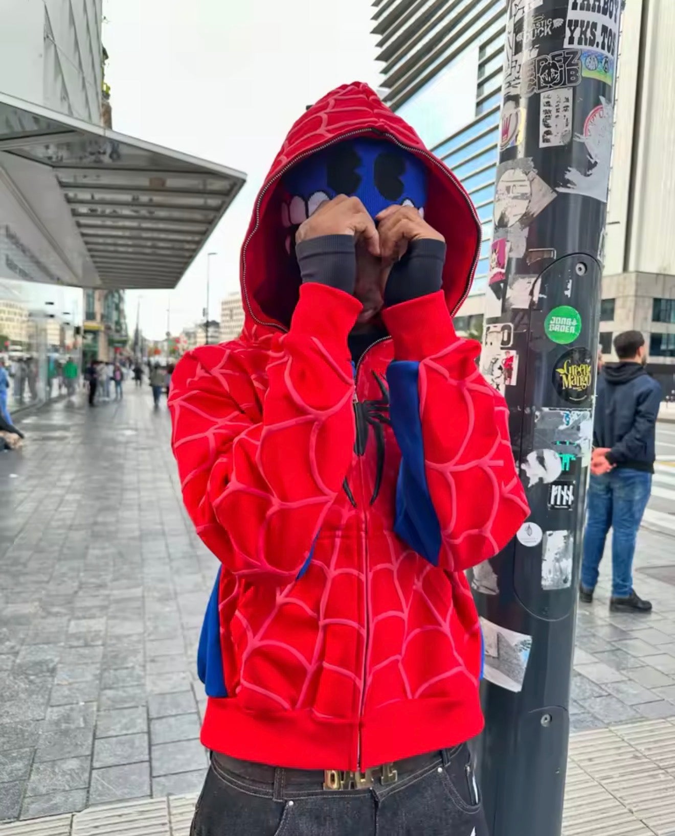 Red Spider Man Printed Hoodie Zip Up
