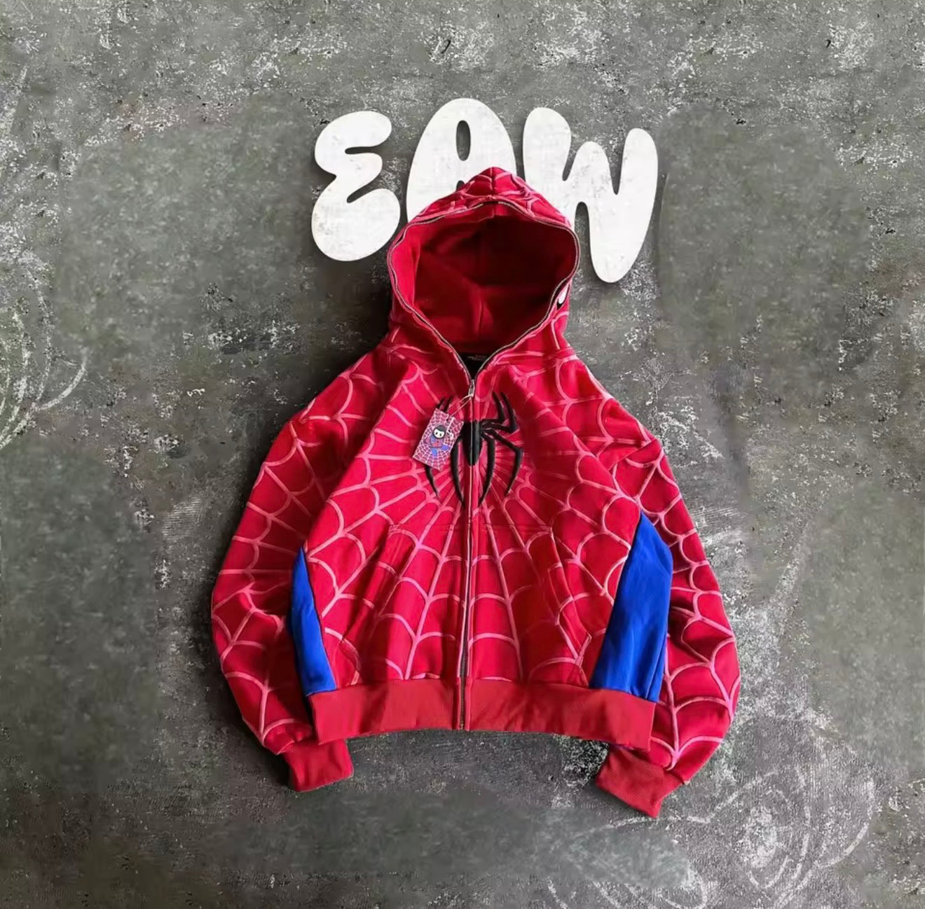 Red Spider Man Printed Hoodie Zip Up