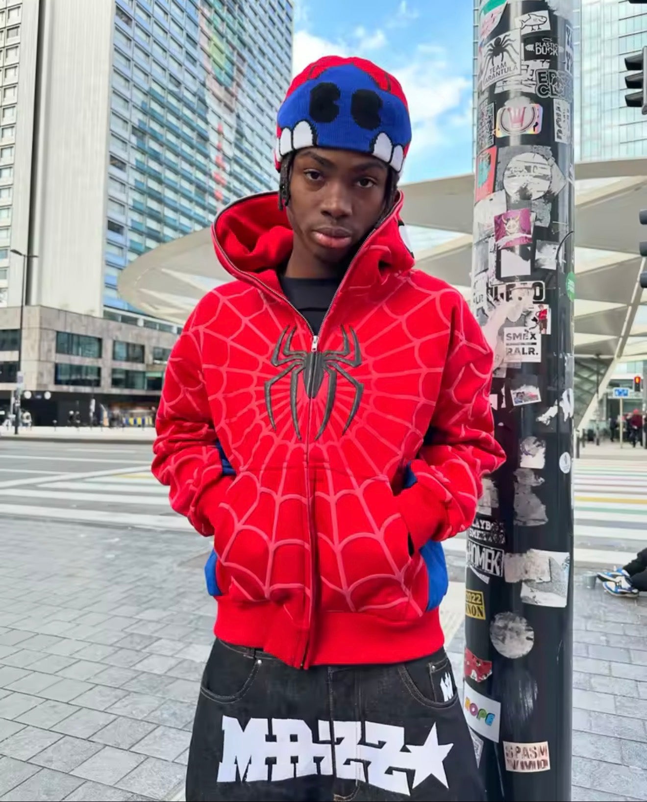 Red Spider Man Printed Hoodie Zip Up